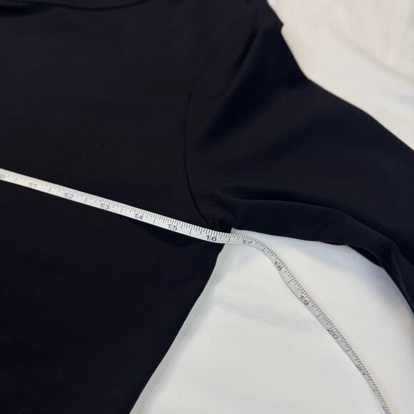 VTG AKA Eddie Bauer Black A-Line Dress Women's Medium Stretch Midi Workwear - Picture 11 of 14